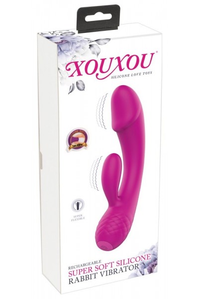 Лиловый вибратор-кролик Super Soft Silicone Rabbit Vibrator - 17,7 см.