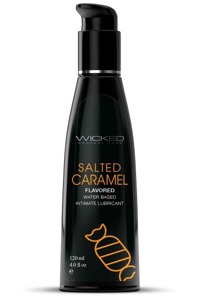 Лубрикант со вкусом соленой карамели Wicked Aqua Salted Caramel - 120 мл.