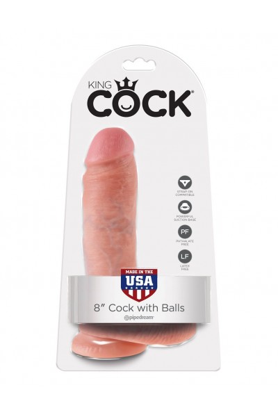 Телесный фаллоимитатор 8  Cock with Balls - 21,3 см.