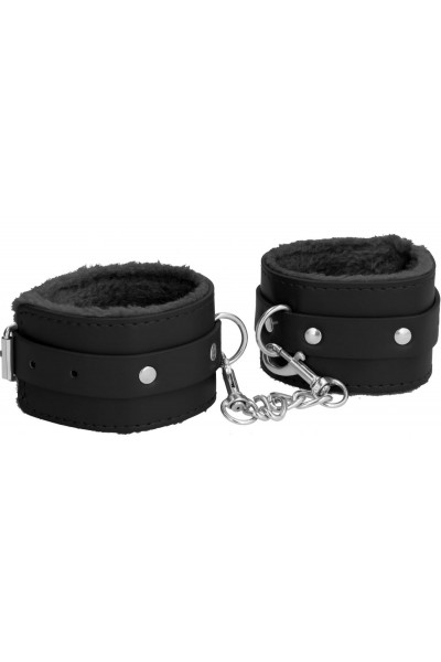 Черные поножи Plush Leather Ankle Cuffs