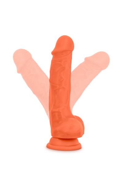 Оранжевый фаллоимитатор 7.5 Inch Silicone Dual Density Cock with Balls - 19 см.