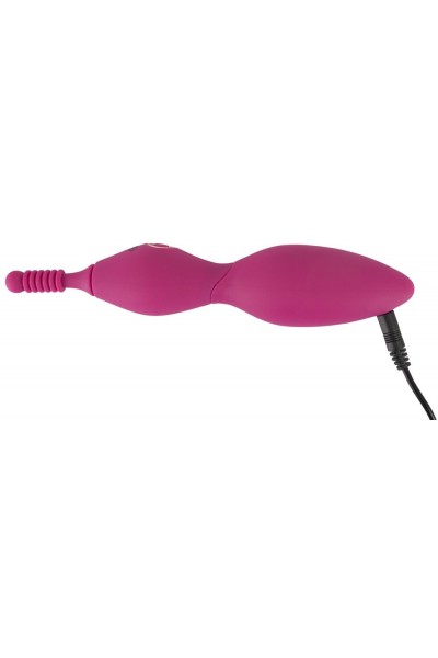 Ярко-розовый клиторальный вибратор с 3 насадками Spot Vibrator with 3 Tips - 17,9 см.