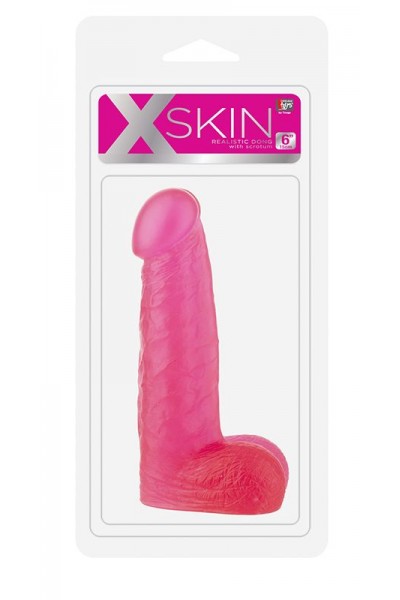 Розовый фаллоимитатор XSKIN 6 PVC DONG - 15,2 см.