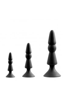 Набор из черных анальных силиконовых втулок MENZSTUFF 3-PIECE ANAL CONE SET