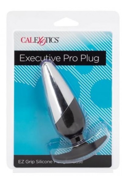 Серебристо-черная анальная пробка Executive Pro Plug - 12,75 см.