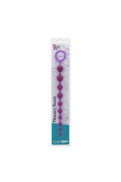 Фиолетовая анальная цепочка PLEASURE BEADS ANAL ROD - 32 см.