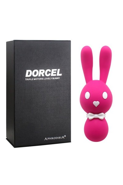 Розовый вибростимулятор-зайчик Dorcel - 16 см.