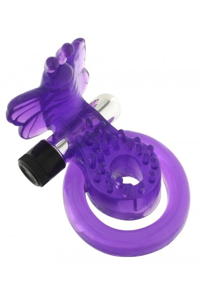 Эрекционное кольцо с вибрацией COCK BALL RING BUTTERFLY JELLY VIBE