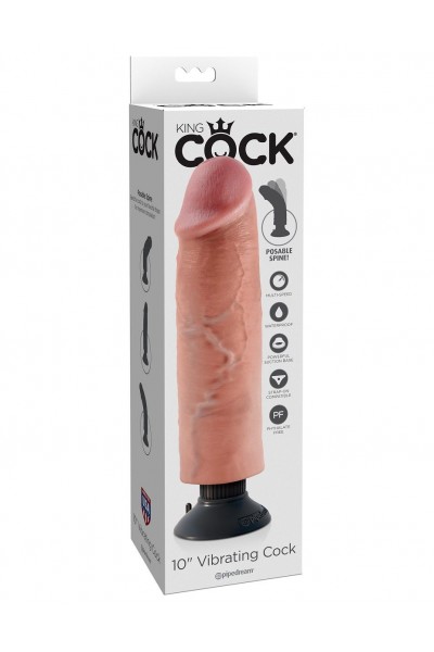 Телесный вибратор со съемной присоской 10  Vibrating Cock - 25,4 см.