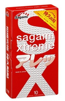 Утолщенные презервативы Sagami Xtreme Feel Long с точками - 10 шт.