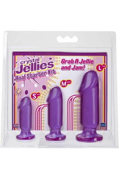 Набор из трех фиолетовых анальных фаллоимитаторов Crystal Jellies Anal Starter Kit