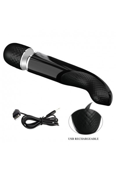 Черный вибратор-жезл Charming Massager Plus - 29 см.