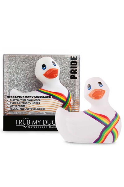 Белый вибратор-уточка I Rub My Duckie 2.0 Pride