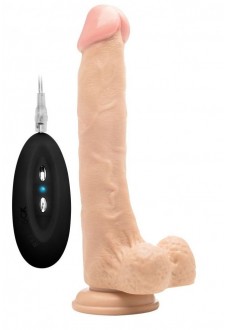 Телесный вибратор-реалистик Vibrating Realistic Cock 10  With Scrotum - 27 см.