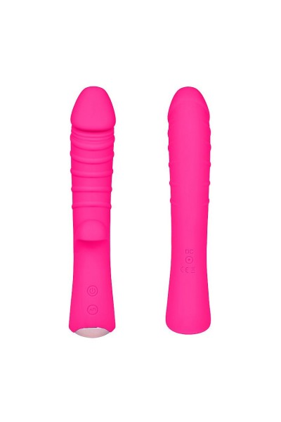 Ярко-розовый вибромассажер 5  Silicone Wild Passion - 19,1 см.