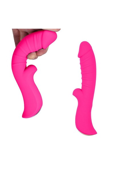 Ярко-розовый вибромассажер 5  Silicone Wild Passion - 19,1 см.