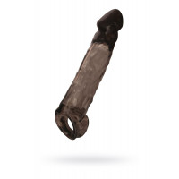 Чёрная насадка на пенис XLover c подхватом - 19,5 см.