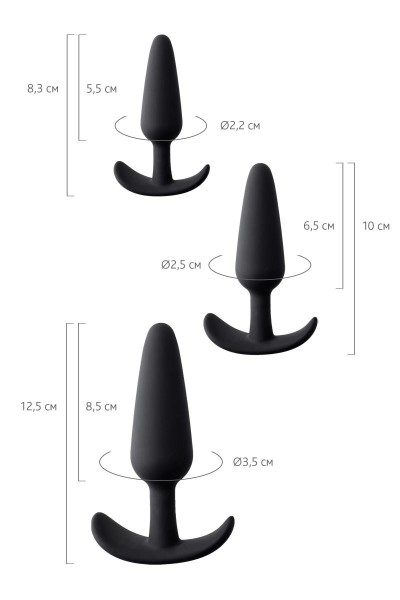 Набор из 3 черных анальных втулок Eridani