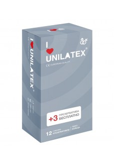 Презервативы с рёбрами Unilatex Ribbed - 12 шт. + 3 шт. в подарок