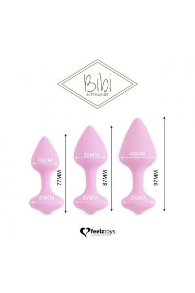 Набор из 3 нежно-розовых анальных пробок Bibi Butt Plug Set