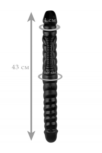 Черный двухсторонний спиралевидный фаллоимитатор - 43 см.