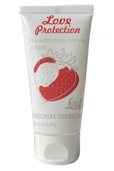 Лубрикант на водной основе с ароматом клубники Love Protection Strawberry - 50 мл.