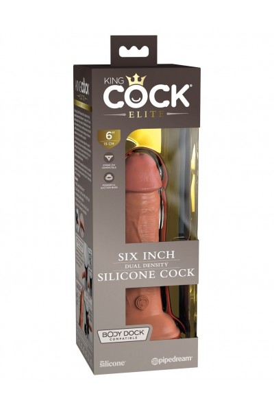 Кофейный фаллоимитатор 6  Silicone Dual Density Cock - 17 см.