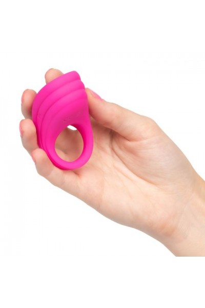 Розовое эрекционное виброкольцо с пультом Silicone Remote Pleasure Ring