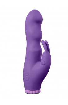 Фиолетовый вибратор с клиторальным стимулятором PURRFECT SILICONE DELUXE RABBIT 100FNCT - 20 см.