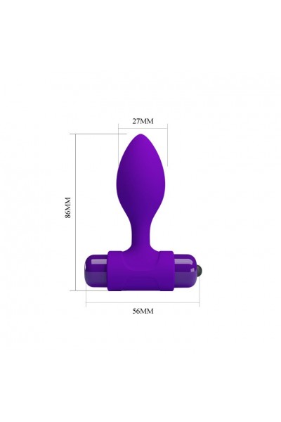 Фиолетовая анальная пробка с мощной вибрацией Vibra - 8,6 см.