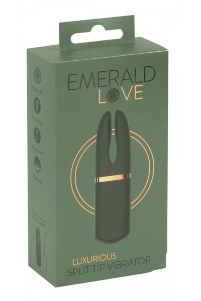 Зеленый вибратор Luxurious Split Tip Vibrator - 13,1 см.