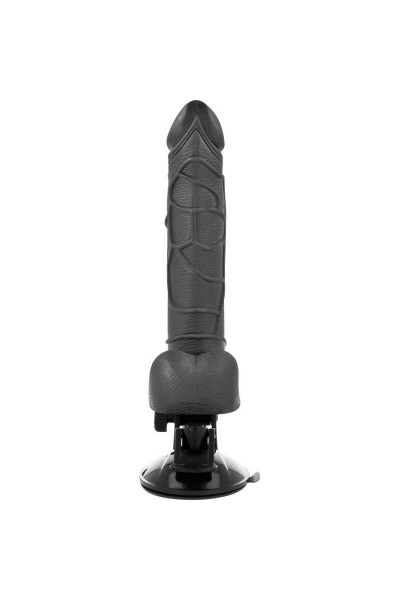 Черный вибратор на мощной присоске Basecock Realistic Vibrator Remote Control - 19,5 см.