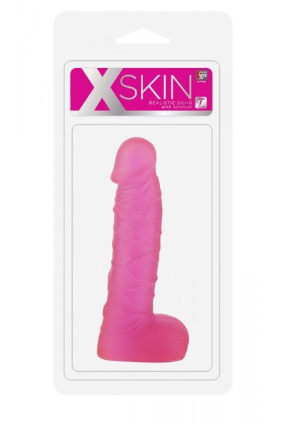 Розовый фаллоимитатор XSKIN 7 PVC DONG TRANSPARENT PINK - 18 см.