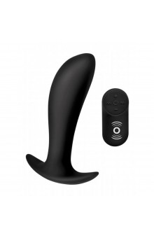 Черный стимулятор простаты Silicone Prostate Vibrator with Remote Control - 12 см.