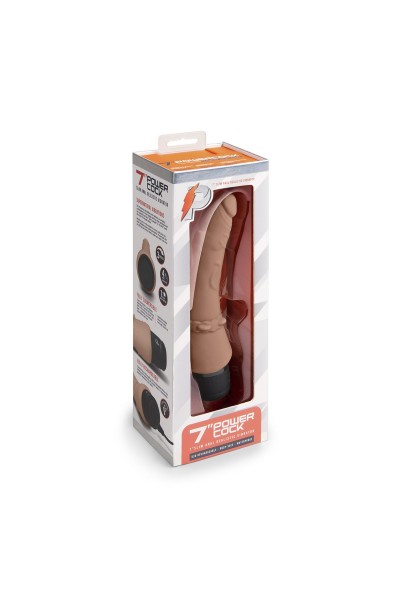 Кофейный анальный вибратор 7  Slim Anal Realistic Vibrator - 20 см.