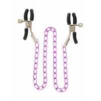 Зажимы для сосков Nipple Chain Metal на фиолетовой цепочке