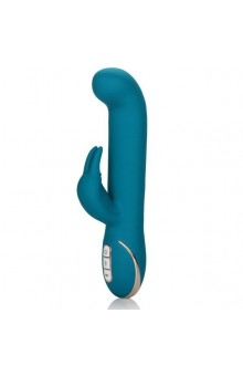 Бирюзовый вибратор с изогнутой головкой Jack Rabbit Signature Silicone Rocking  G  Rabbit - 20 см.