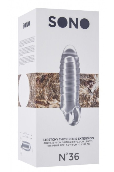 Прозрачная насадка на пенис закрытого типа N 36 Stretchy Thick Penis Extension - 15,2 см.