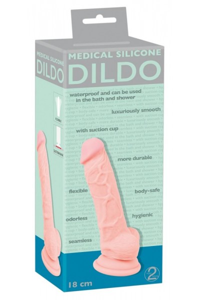 Реалистичный фаллоимитатор из силикона Medical Silicone Dildo - 18 см.