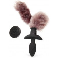 Черная анальная вибровтулка с 3 режимами виляния хвостиком