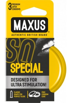 Презервативы с точками и рёбрами в железном кейсе MAXUS Special - 3 шт.