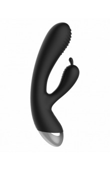 Чёрный вибратор E-Stimulation Rabbit Vibrator с электростимуляцией - 19 см.