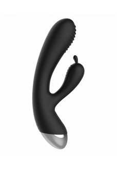 Чёрный вибратор E-Stimulation Rabbit Vibrator с электростимуляцией - 19 см.