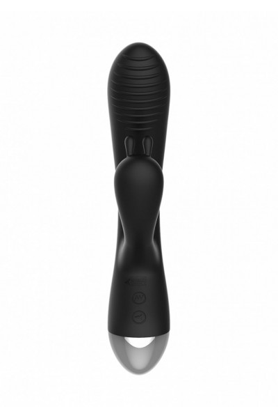 Чёрный вибратор E-Stimulation Rabbit Vibrator с электростимуляцией - 19 см.