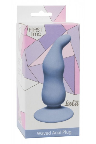 Голубая анальная пробка Waved Anal Plug Blue - 11 см.