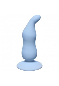 Голубая анальная пробка Waved Anal Plug Blue - 11 см.