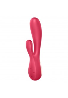 Красный вибратор-кролик Satisfyer Mono Flex с управлением через приложение - 20,4 см.