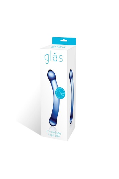 Синий изогнутый фаллоимитатор Curved G-Spot Glass Dildo - 16 см.