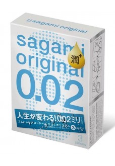 Ультратонкие презервативы Sagami Original 0.02 Extra Lub с увеличенным количеством смазки - 3 шт.