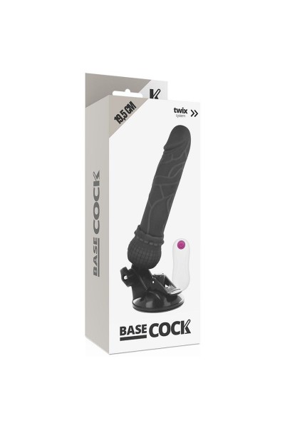 Черный вибромассажер на мощной присоске Basecock Realistic Vibrator Remote Control - 19,5 см.